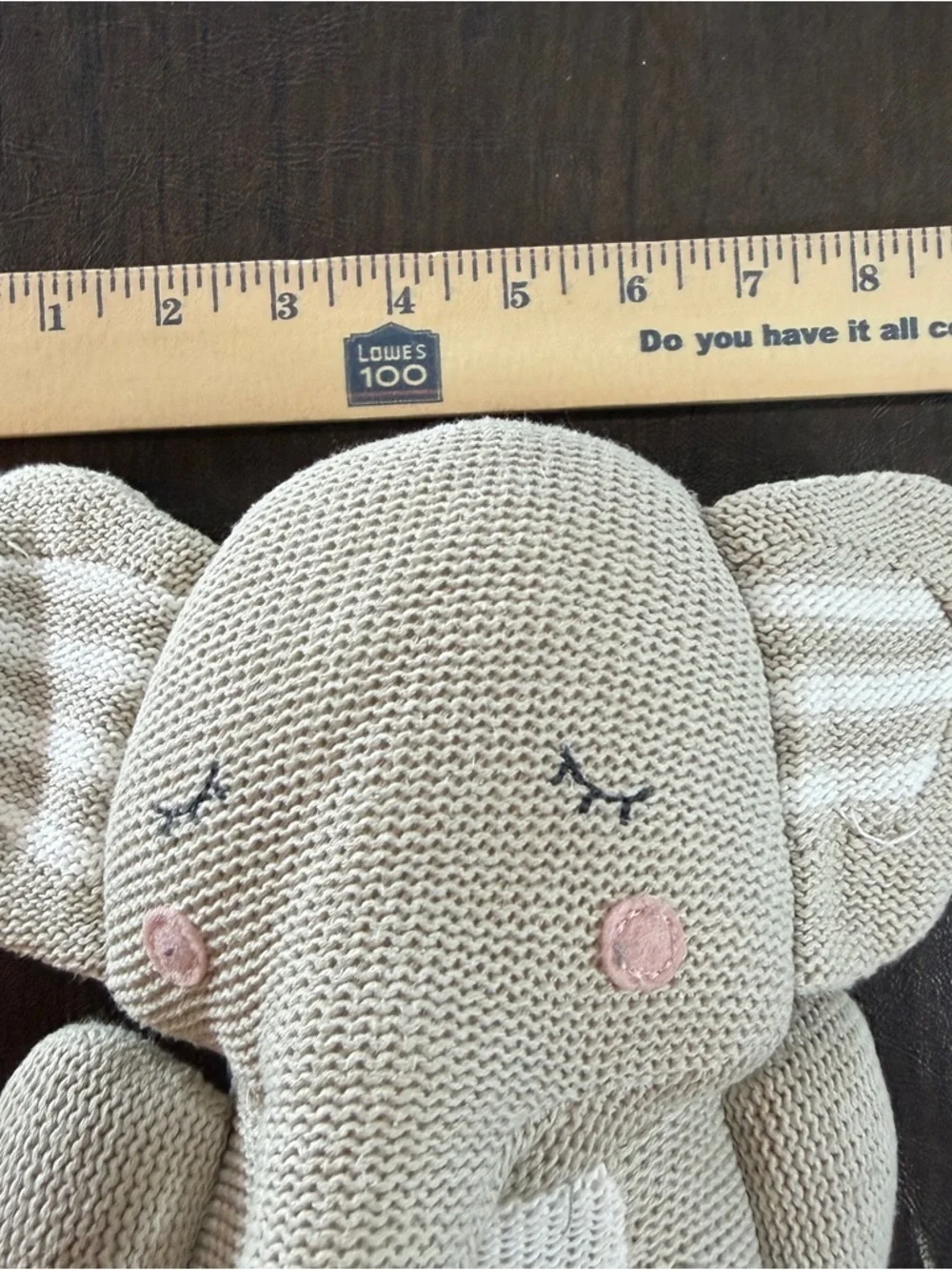 Living Textile Theodore Elephant Plush - Cream with Pink Accents